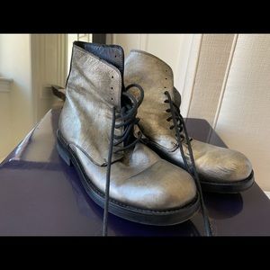 Awesome Ann demeulemeester lace up silver boots